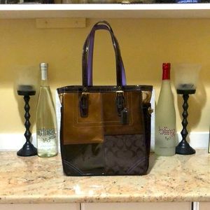 Vintage Coach Tote Handbag with matching wallet